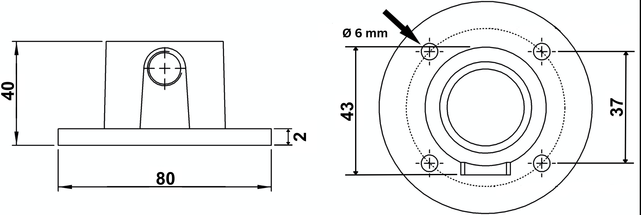 Rohrverbinder | Wandbefestigung rund | 131A27 | 26,9 mm | 3/4" | Feuerverzinkt u. Elektrogalvanisiert