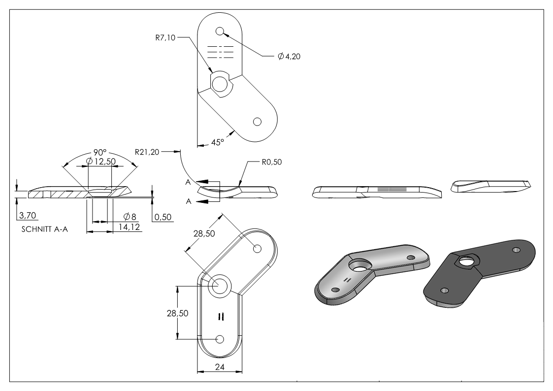 VA-Halteplatte 135° für Rohr 42,4mm