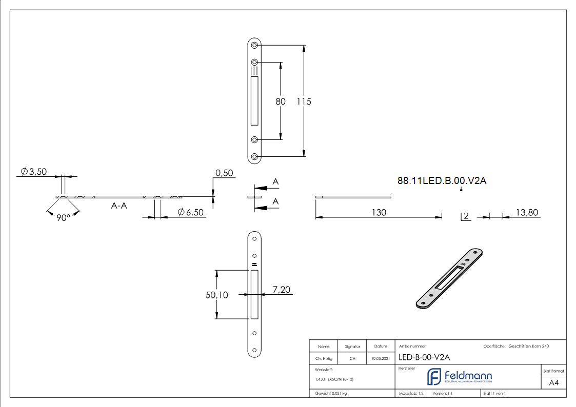 Blende für LED Modul für flache Profile