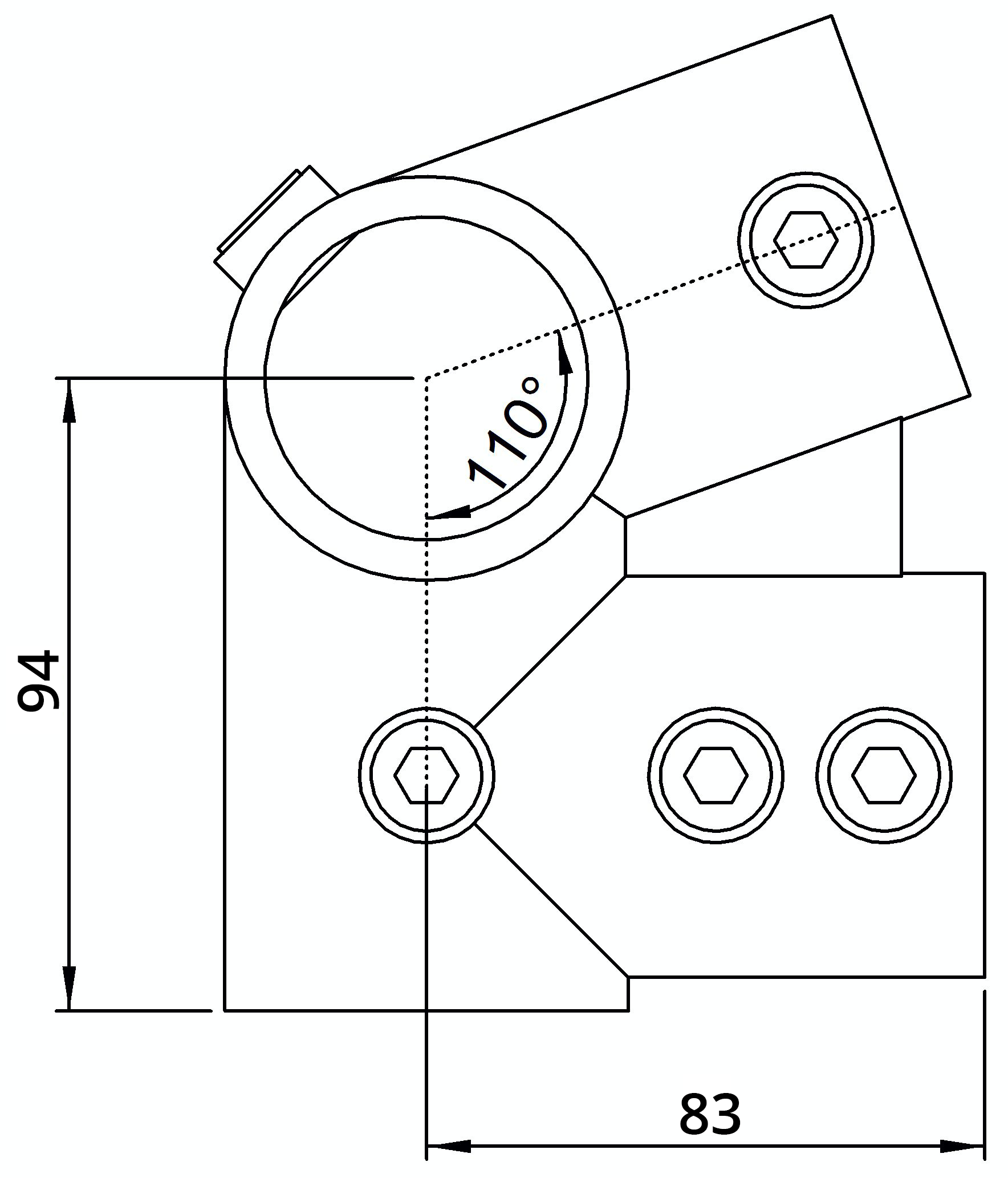 Rohrverbinder | Traufenstück 27,5° | 185D48 | 48,3 mm | 1 1/2" | Feuerverzinkt u. Elektrogalvanisiert