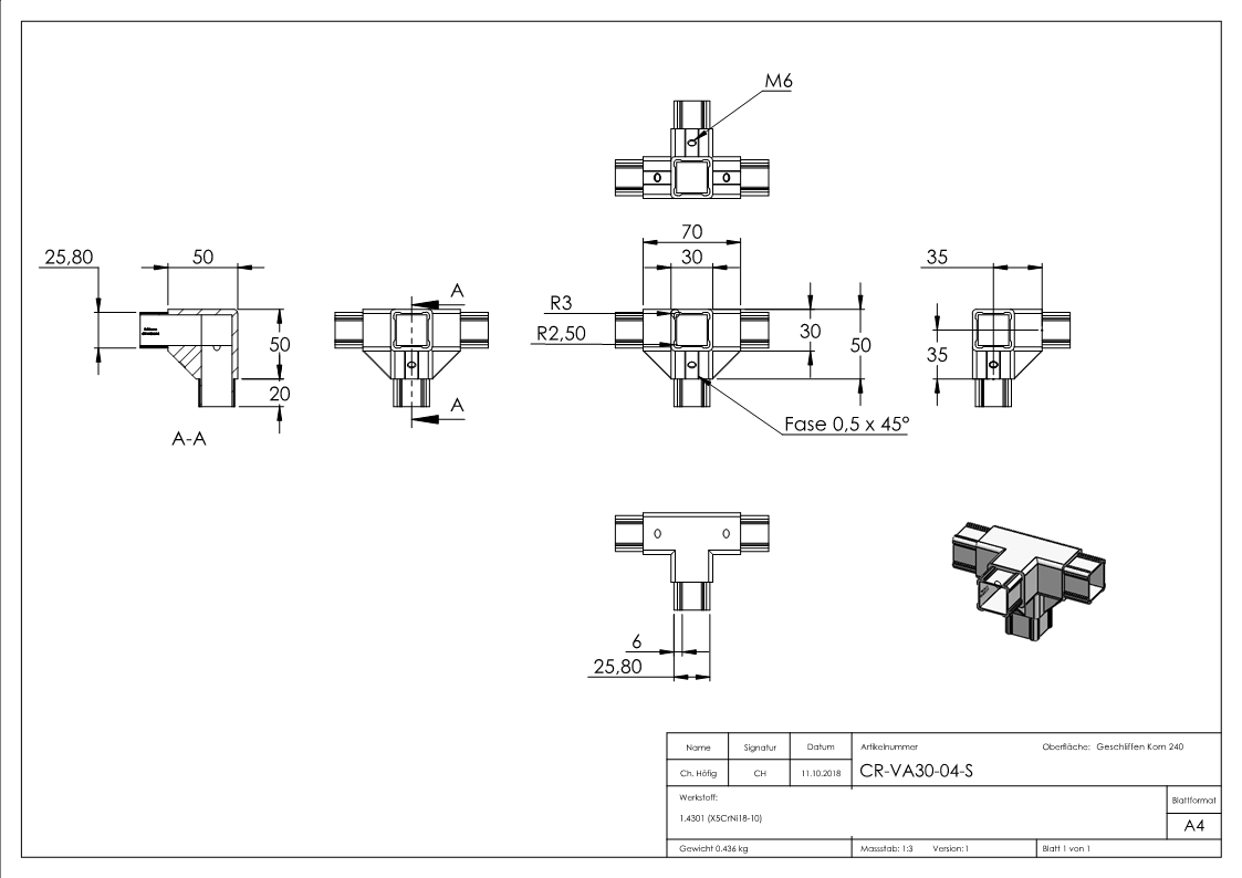 CORNECT T-Stück mit seitlichem Abgang Set