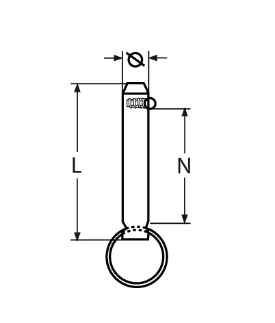 Steckbolzen | mit Kugelsicherung | V2A | 5 mm / 28 mm | VPE: 25