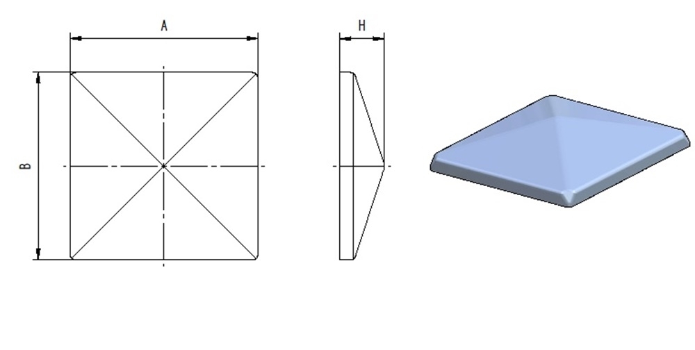 Pfostenkappe | für Vierkantrohr: 80x80 mm | V2A