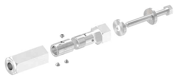 Gewindeterminal mit Gelenk | Für Seil Ø 8 mm | zur Selbstmontage für Pfosten Ø 42,4 mm | V2A