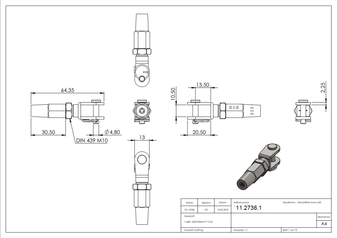 Gabelterminal zur Selbstmontage | Für Seil Ø 3 mm | V4A