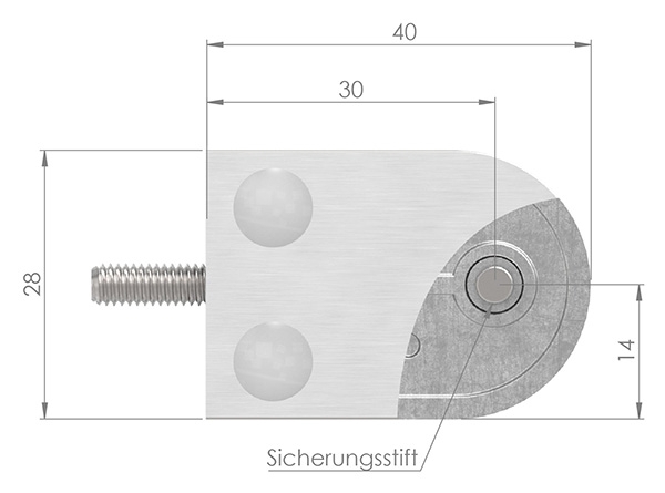 Glasklemme | Maße: 40x28x17,4 mm | Anschluss flach | V2A