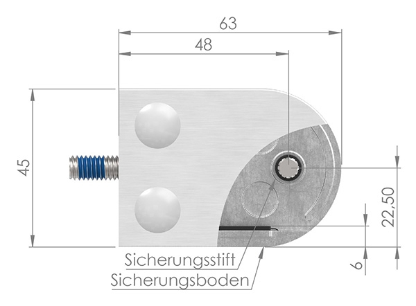 Glasklemme 63x45x30 mm AbZ für Anschluss Ø 60,3 mm V2A