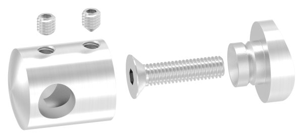 Querstabhalter Ø 22 mm | Anschluss: 48,3 mm | mit Bohrung: 10,2 mm | V2A