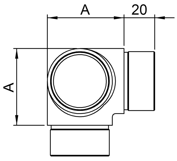 Ecke/Abgang 90° für Rundrohr Ø 42,4x2,0 mm V2A