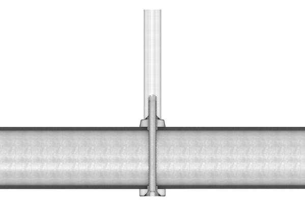 Ausgleichsstück für Rohr 48,3mm, Ø 18mm, mit Bohrung 7mm, V2A