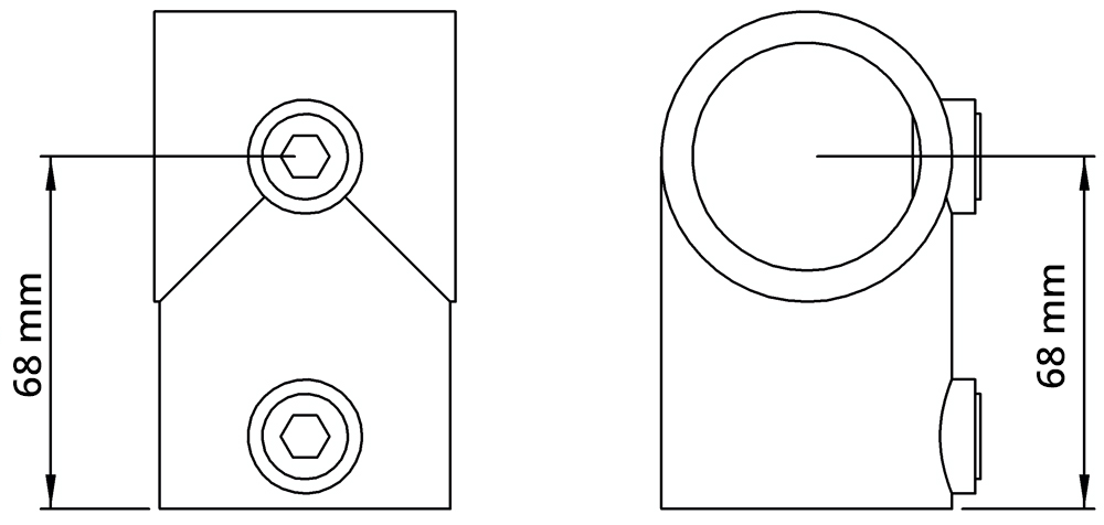 Rohrverbinder | T-Stück kurz | 101C42/D48 | 42,4 mm; 48,3 mm | 1 1/4"; 1 1/2" | Feuerverzinkt u. Elektrogalvanisiert