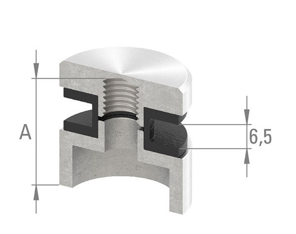 Glas-Punkthalter Ø 30 mm mit 42,4 mm Anschluss V2A