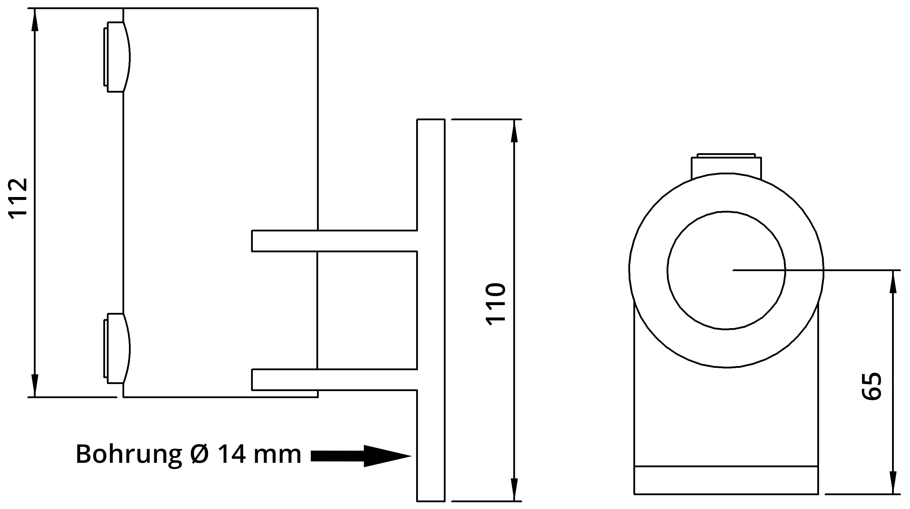Rohrverbinder | Wandhalter Platte vertikal | 144C42 | 42,4 mm | 1 1/4" | Feuerverzinkt u. Elektrogalvanisiert