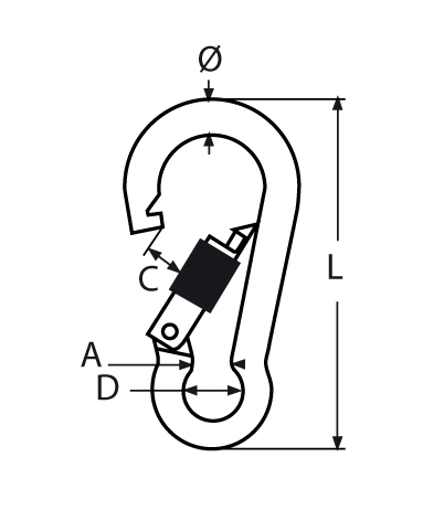 Karabinerhaken | mit Sicherheitsmutter | V4A | 5 mm | VPE: 10