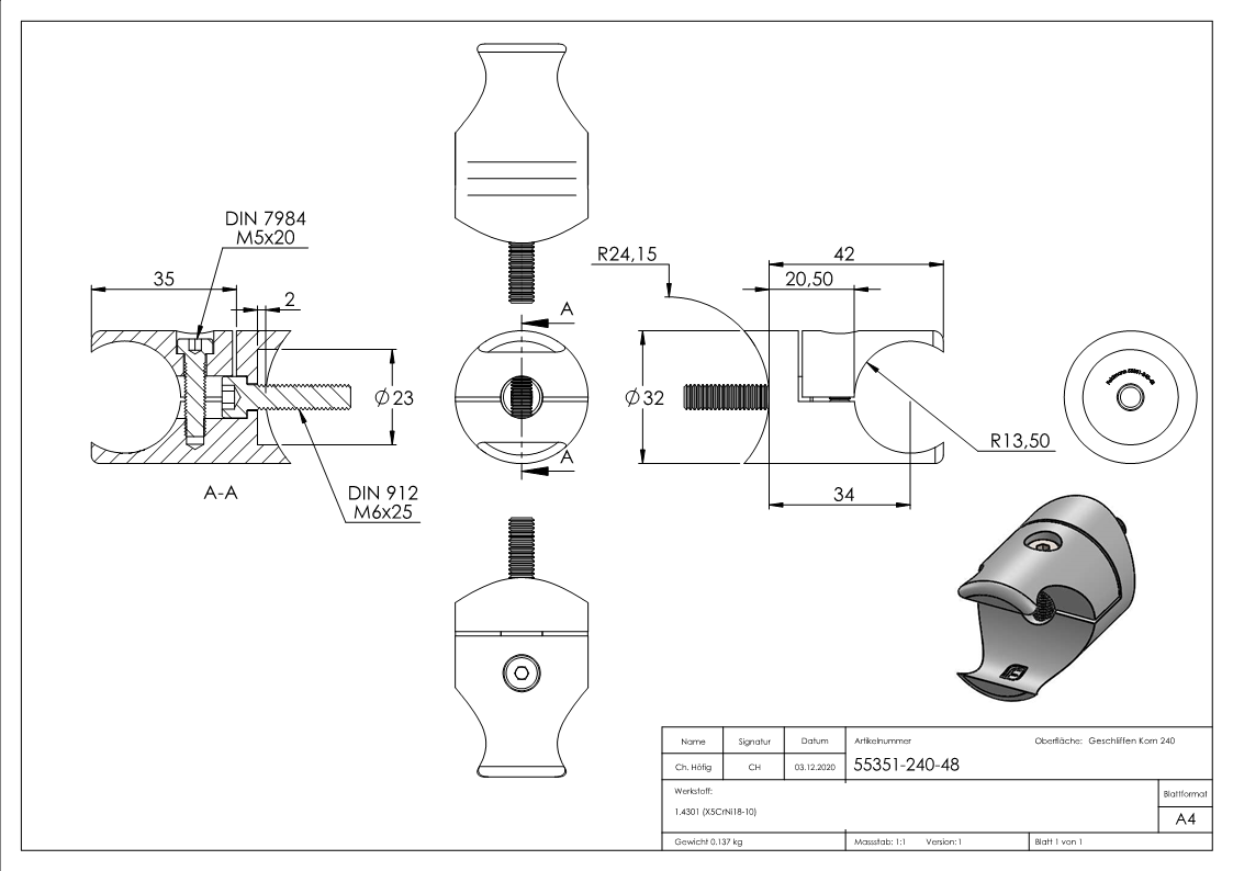 Blechhalter für Klemmprofil 27mm Anschluss: 48,3mm