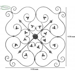 Schwerbarock | Maße: 1170x1170 mm | Material: 16x8 mm, gerillt | Stahl S235JR, roh