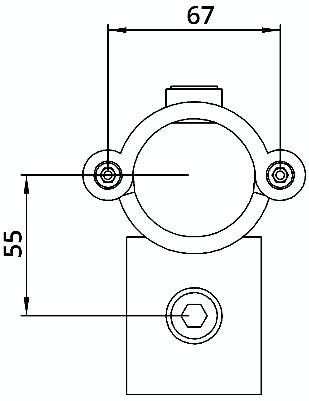 Rohrverbinder | Kreuzstück 90° | 137D48 | 48,3 mm | 1 1/2" | Feuerverzinkt u. Elektrogalvanisiert