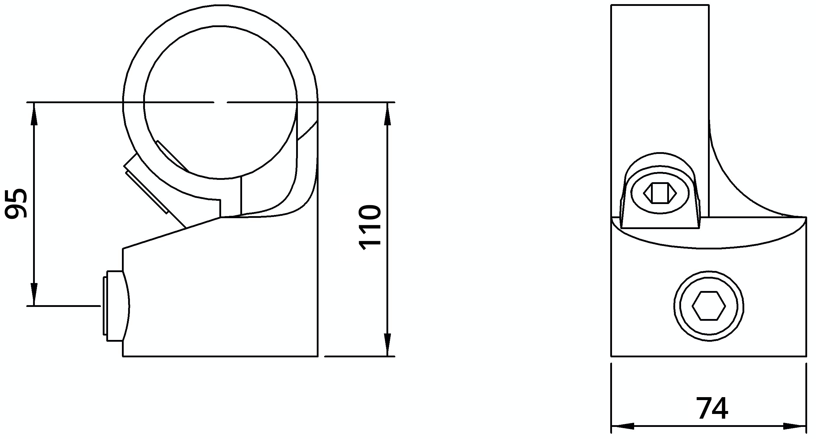 Rohrverbinder | Winkelgelenk verstellbar - 1 Stück | 148E60 | 60,3 mm | 2" | Feuerverzinkt u. Elektrogalvanisiert