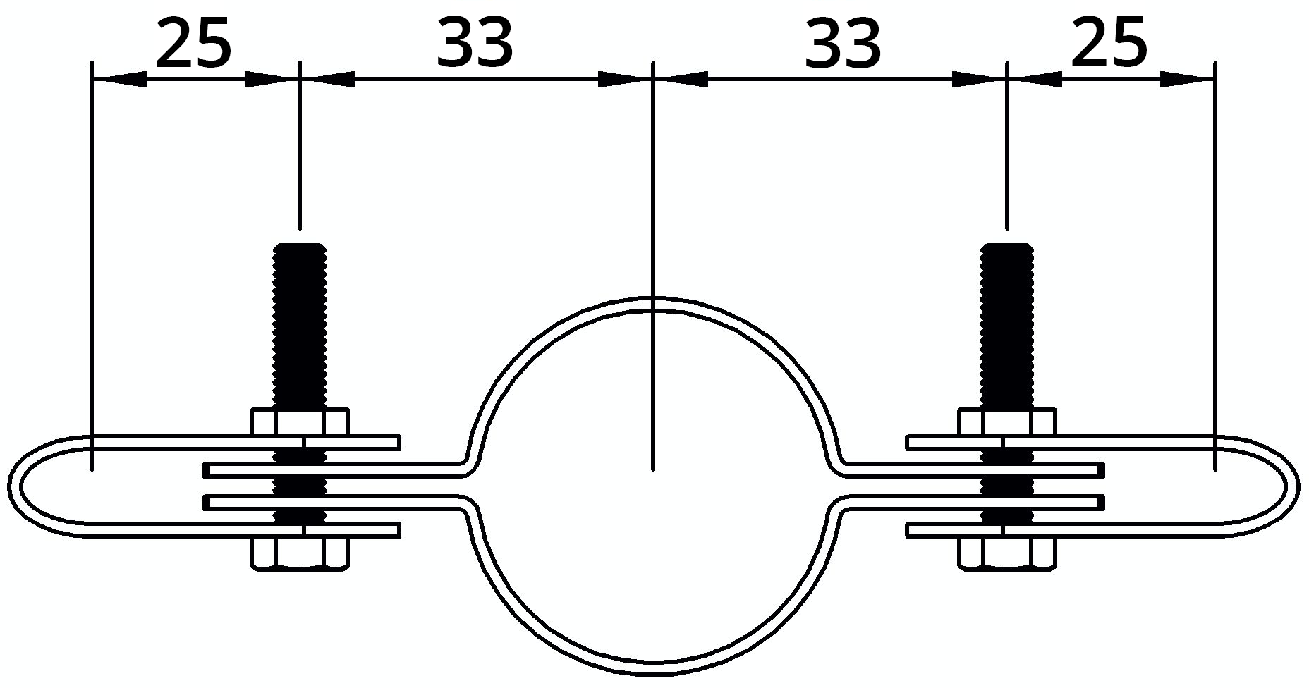 Rohrverbinder | Gitterhalter doppelt | 171C42 | 42,4 mm | 1 1/4" | Feuerverzinkt u. Elektrogalvanisiert
