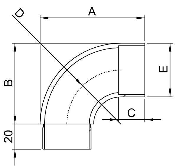 Anschlussbogen 90° für Rundrohr Ø 42,4x2,0 mm V2A