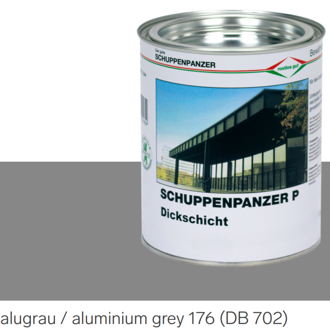 SCHUPPENPANZER-P Dickschicht 0731 alugrau 176 DB 702 750 ml für Zäune und STAHL