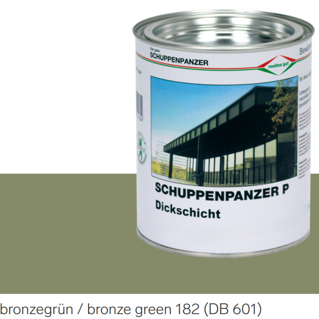 SCHUPPENPANZER-P Dickschicht 0620 bronzegrün 182 DB 601 750 ml für Zäune und STAHL