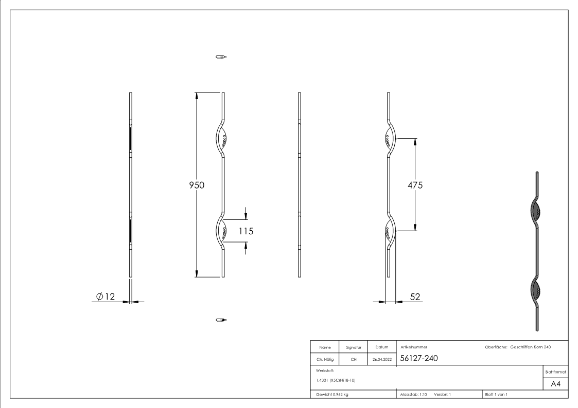 Designstab, V2A