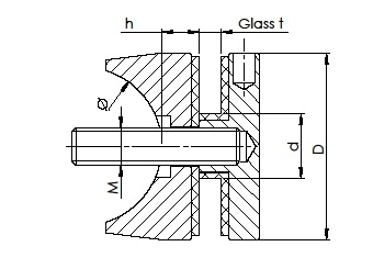 Glas-Punkthalter Ø 60 mm | Anschluss Ø 42,4 mm | V2A