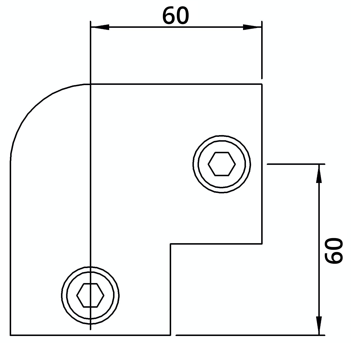 Rohrverbinder | Bogen 90° | 125C42 | 42,4 mm | 1 1/4" | Feuerverzinkt u. Elektrogalvanisiert